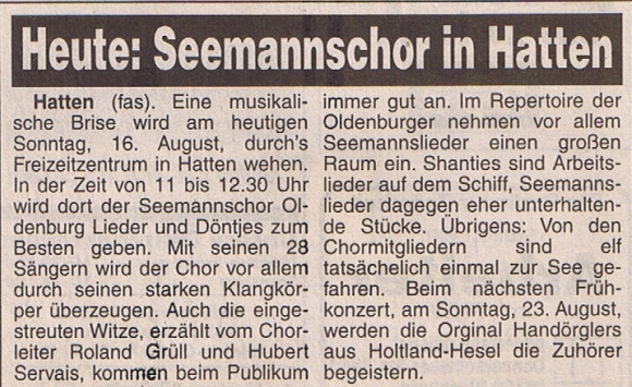 Hunte Report - 16.08.1998