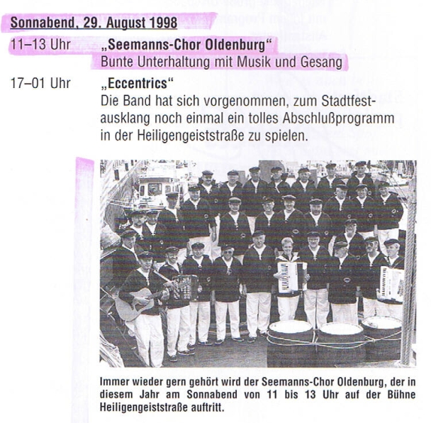Programmheft Stadtfest - 27.08.1998